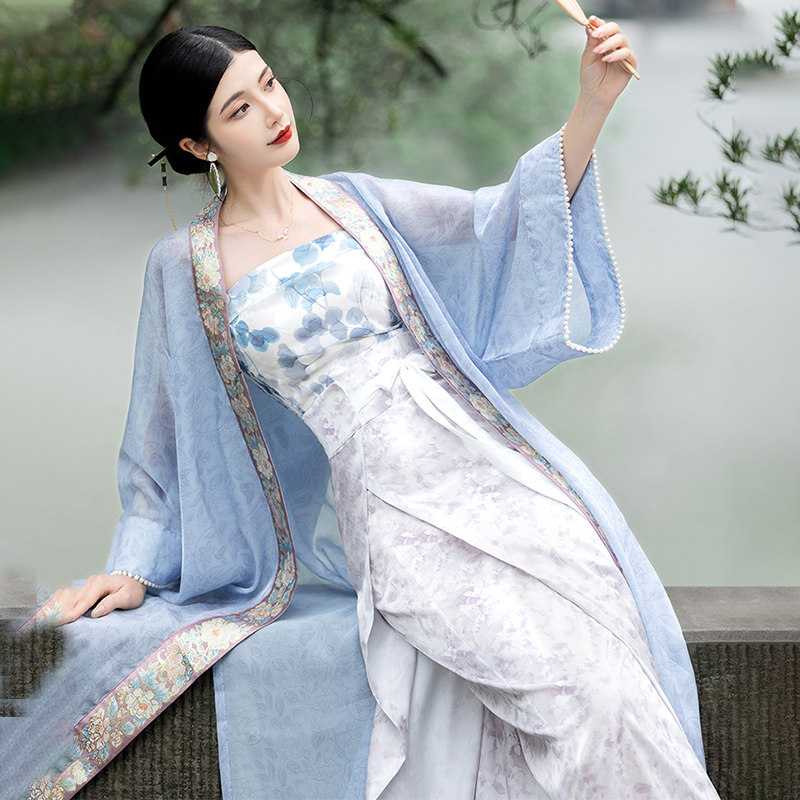 宋制长干寺外背子长旋裙抹胸女汉服 班彤曼汉服