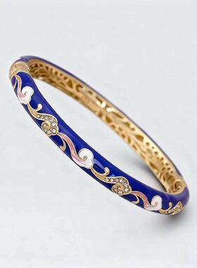 景区同款北京景泰蓝手镯女铜胎细镯复古云纹如意饰品送自己闺蜜