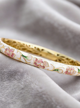 北京景泰蓝手镯女子小圈掐丝纯珐琅闺蜜复古时尚镀金送礼旗袍