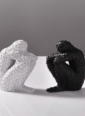 北欧现代马赛克人物书挡摆件客厅玄关酒柜电视柜办公室轻奢装饰品