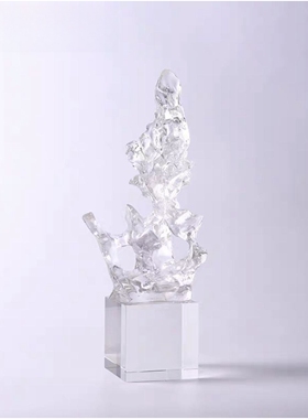 新中式玄关摆件太湖石透明树脂雕塑样板房别墅酒店软装艺术装饰品