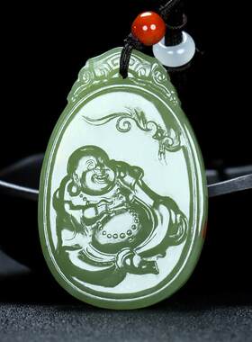 籽料原石弥勒佛儿童天然挂件吊坠