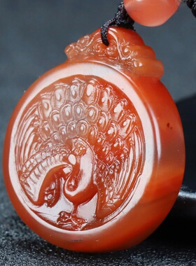 玉思缘男女南红玛瑙朱雀天然吊坠