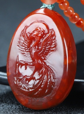 玉思缘男女南红玛瑙朱雀天然吊坠