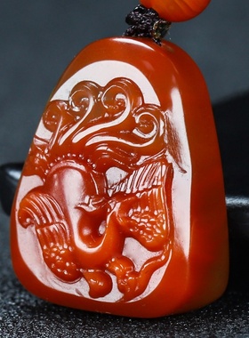 玉思缘男女南红玛瑙朱雀天然吊坠