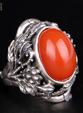 女款凉山南红玛瑙貔貅戒圈男天然