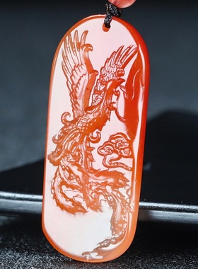 玉思缘男女南红玛瑙朱雀天然吊坠