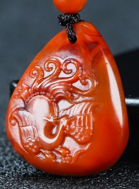 玉思缘男女南红玛瑙朱雀天然吊坠