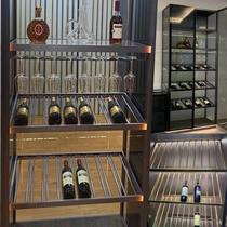 Aluminum Alloy Frame Wine Cabinet Red Wine Rack Sloping Home Partition Wine Holder Glass Laminate Red Wine Rack Glass Cabinet Glass Cabinet Door