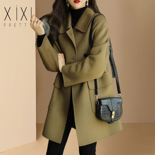 女士高档毛呢外套女2025秋冬季节新款加厚韩版修身中长款呢子大衣