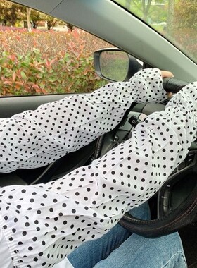 人造棉套袖护手加长纯白绵绸防晒袖套女宽松大码纯棉夏季骑行长款