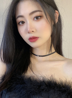 小众甜酷十字架pu皮项链女choker