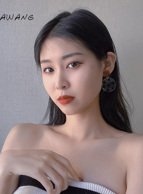 小众复古港风波点透明撞色耳坠女