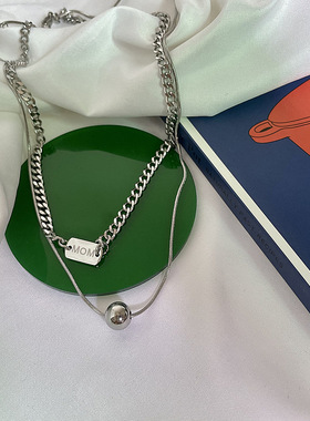 小众简约圆珠钛钢吊坠项链男女