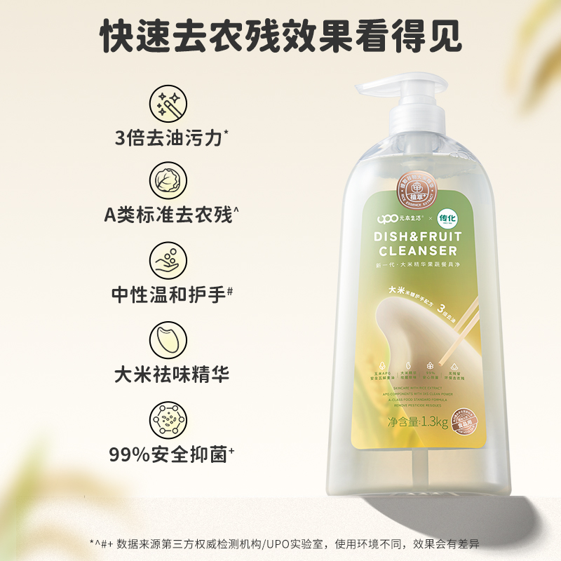 【限量】UPO果蔬净洗洁精孕妇婴儿餐具果蔬清洗剂洗洁精洗涤家用