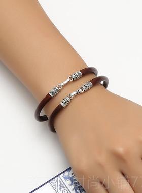 正品酷妮4m细木藤西藏天然山南野生无节侣鸡血藤镯手925银扣男女m