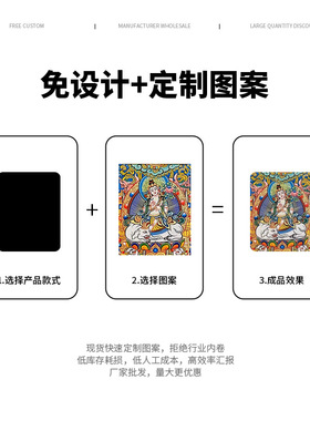 定制手绘描金唐卡五爷扎基姆黄财神药师绿度母文殊大黑唐卡吊坠