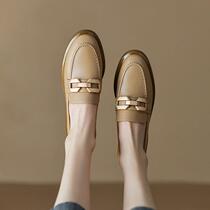 Ocnltiy Inn Wind Light Luxury Leather Small Leather Shoes Women 2023 Spring Autumn New Womens Shoes Fashion Light Mouth Lefu Shoes