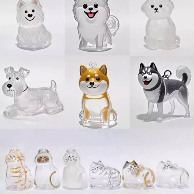 Cute puppy transparent hair storage box high-value pendant decoration commemorative gauger dust box collection toys