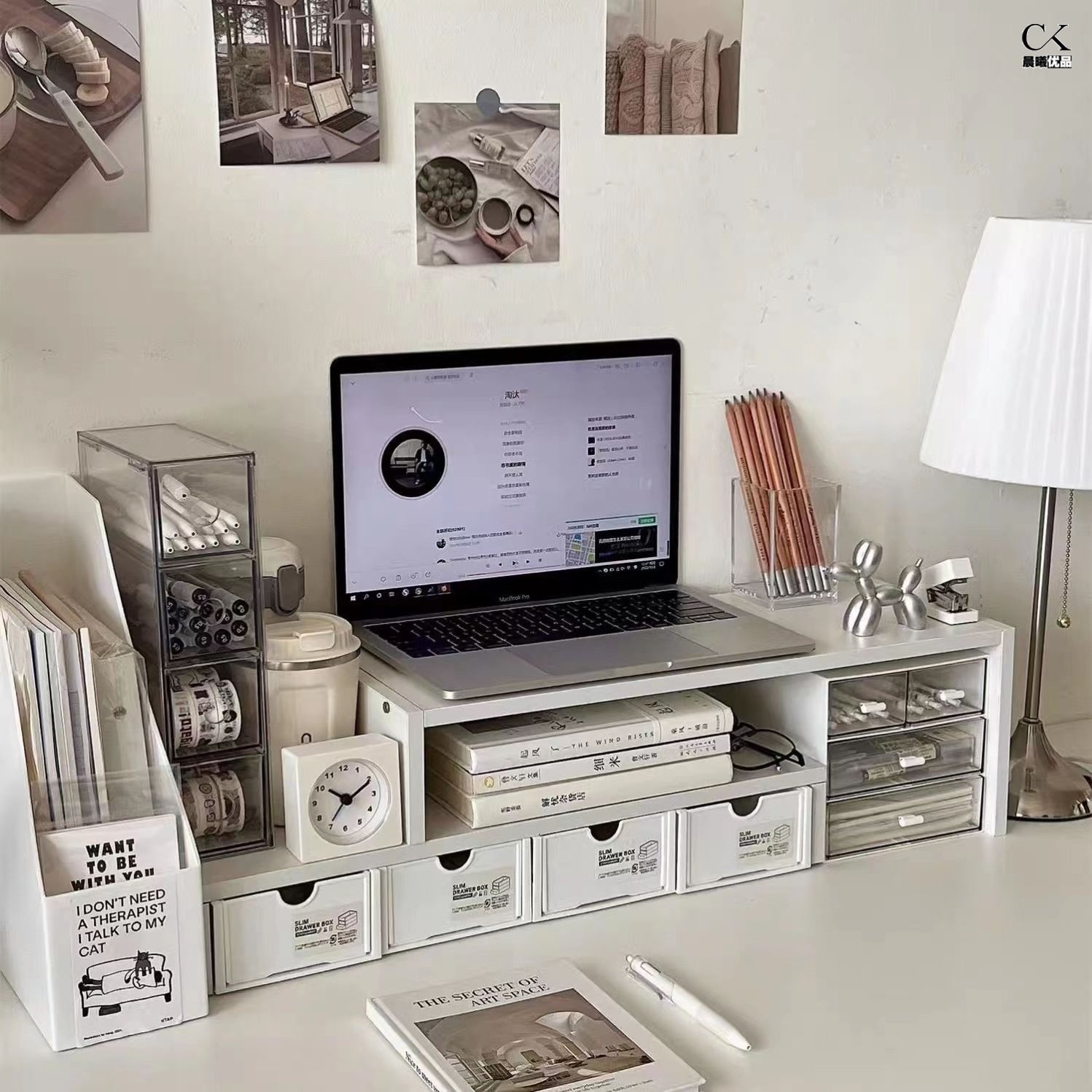 50cm增高架小尺寸书桌桌面抽屉收纳盒ins工位电脑小型桌上置物架,淘宝优惠券,粉丝福利购,淘宝优惠卷