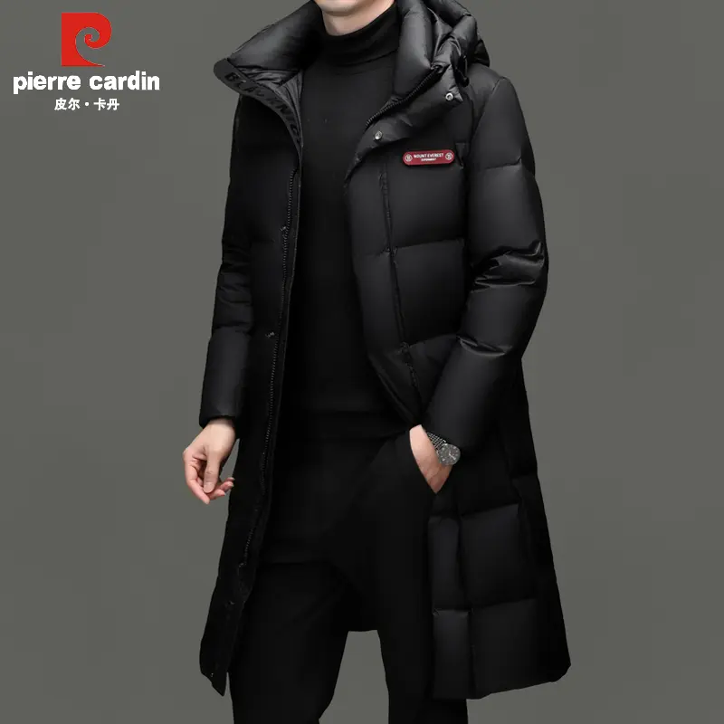 皮尔卡丹正品男士亮面羽绒服冬季新款中青年长款过膝加厚保暖外套 - 图2