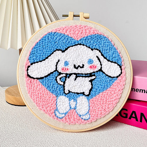 玉桂狗毛线装饰画俄罗斯diy手工绣材料针初学戳戳乐 大耳狗戳戳绣 - 图0