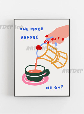ATD夏日咖啡 书店咖啡馆 手绘插画纸质印刷海报装饰画拍照墙贴ins