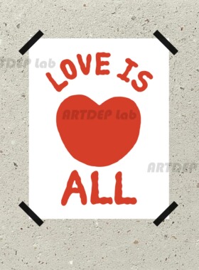 love is all 咖啡馆奶茶店 趣味手绘印刷海报装饰画拍照墙贴ins风
