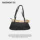 BASEMENTFG retro denim letter print crossbody bag women's belt shoulder bag 254020130031