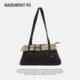 BASEMENTFG retro denim letter print crossbody bag women's belt shoulder bag 254020130031