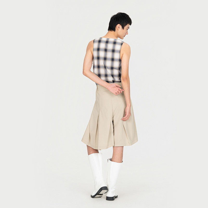 【新品】FengChenWang26早春立体裁剪褶裥卡其色男女同款短裤,淘宝优惠券,粉丝福利购,淘宝优惠卷