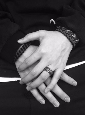 美式复古印第安翅膀哈雷泰古摇滚泰银做旧戒指男个性夸张尾戒指环