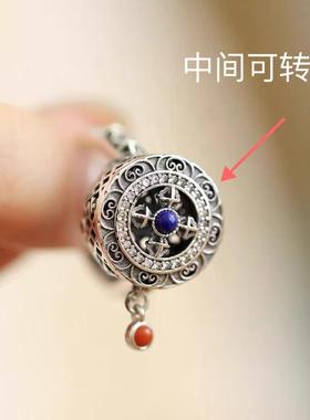 文艺范复古镶嵌天然南红青金石金刚杵戒指男尾戒民族风指环女饰品