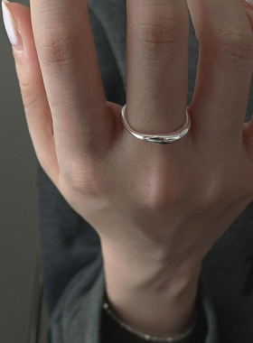 极简不规则曲线波浪戒指