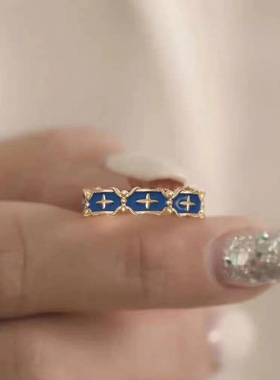 气质珐琅戒指女小众设计ins