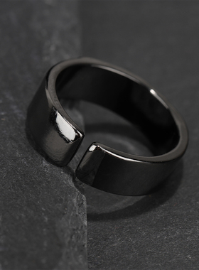 DAMAI 新款小众设计《关山月》黑色戒指百搭时尚复古潮流开口指环