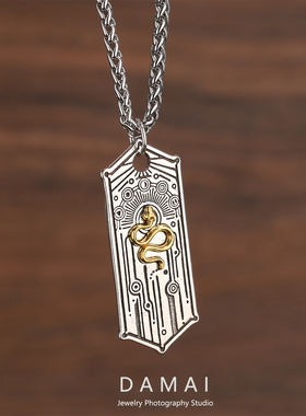 欧美复古高街吊坠犄角蛇项链男潮