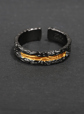 DAMAI 小众设计《岁月流金》戒指潮男开口复古指环粗犷轻奢食指戒