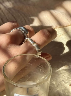 素圈麻花线条编织缠绕螺旋戒指