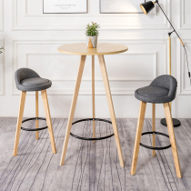 Nordic bar table and chairs combined solid wood small bar table for household brief high-footed round table stool coffee high table and table