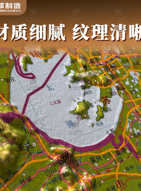 【木纹精雕大图】长江三角洲地形图 3D凹凸 三维立体浮雕128*93cm
