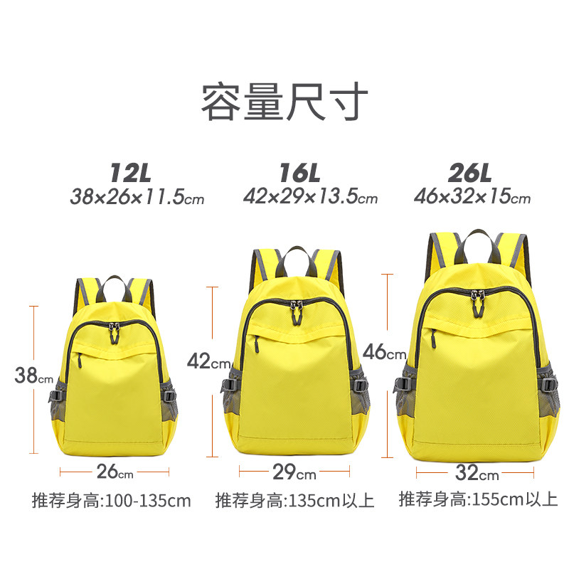 超轻薄可折叠男女青少年儿童双肩包 青李双肩背包