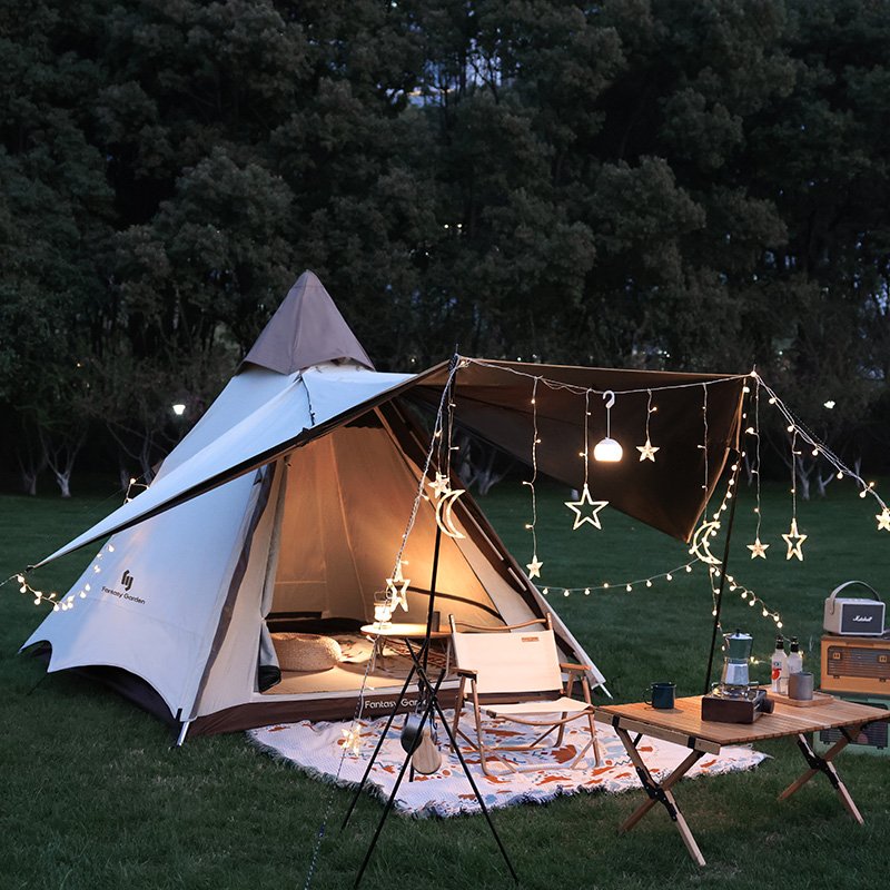 梦花园Fantasy Garden露营帐篷户外便携式折叠自动金字塔黑胶帐篷-图2