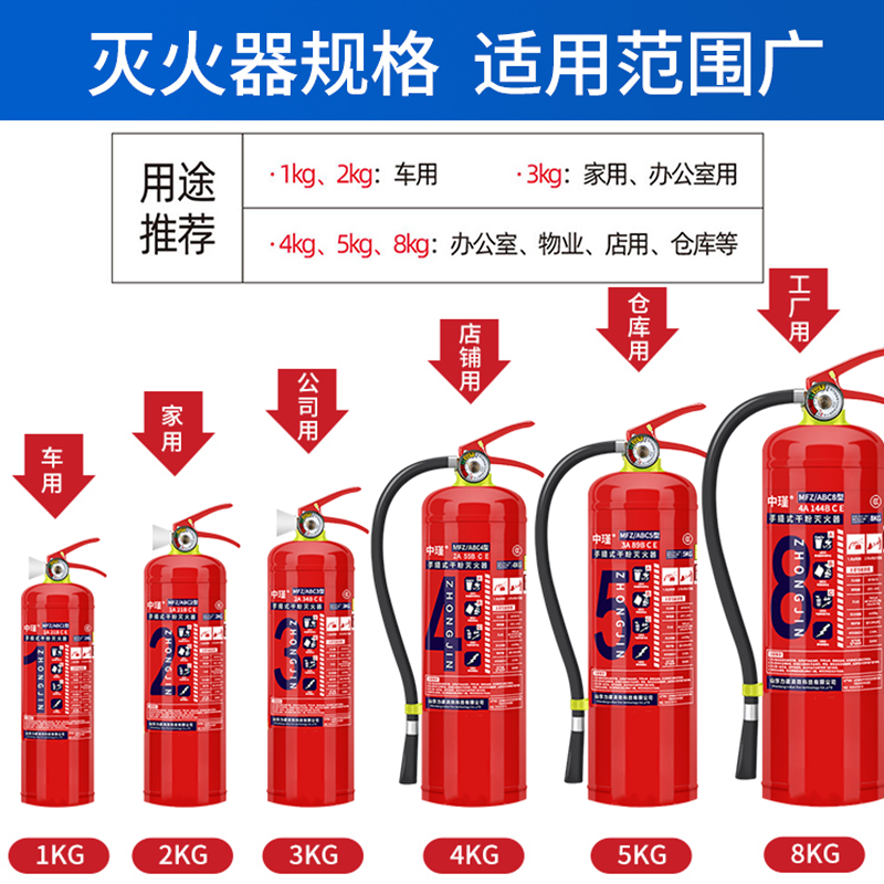 手提式干粉灭火器套装商铺用4公斤店用家用1/2/3/4/5/8kg消防器材-图2