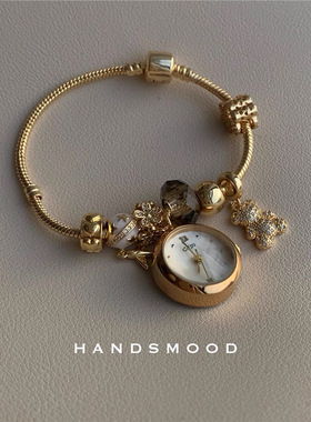 RORY 《飞机熊》手链式轻奢时尚气质金色高级感女士石英手表