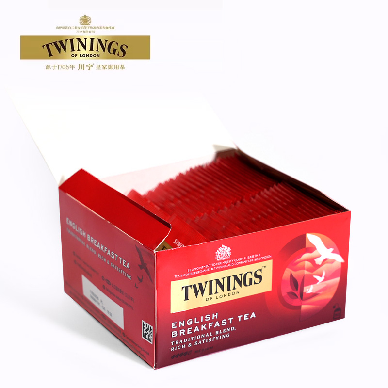 twinings茶英国进口英式早餐红茶川宁红茶茶包50片袋泡茶茶叶 - 图0