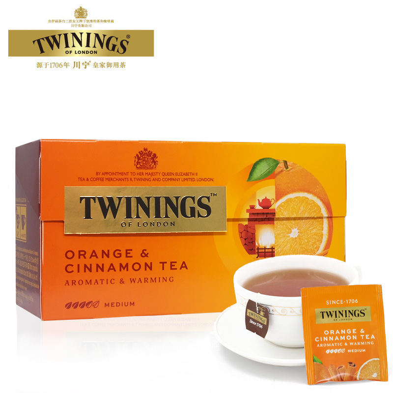 川宁twinings英国柑橘肉桂茶橘子茶包香橙果香红茶暖胃果茶袋泡茶 - 图0