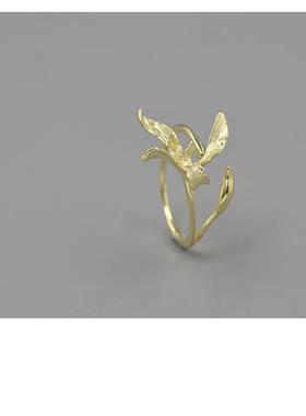 原创设计空谷幽兰兰花文艺复古质感国风国潮小众气质百搭戒指女款