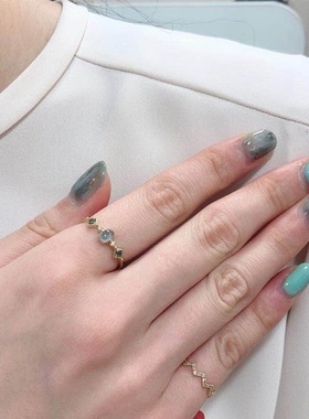 海蓝宝清新糖果橄榄色简约个性时尚百搭款开口戒指小清新女士款