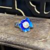 Retro burnt blue lotus leaf shell beads, elegant and simple, niche temperament ring for women, versatile ethnic style and national trend cross-border supply